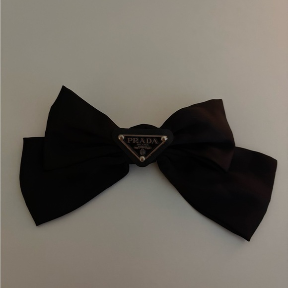 Handmade Black Satin Bow with Logo - Picture 7 of 7